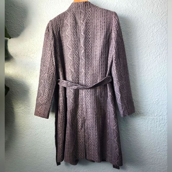 ECCOCI knit coat belted side pockets wool blend new without tags minimalist - Picture 6 of 16